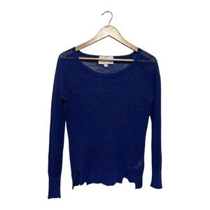 Brochu Walker Linen Sweater Women's Large Sheer Blue Long Sleeves